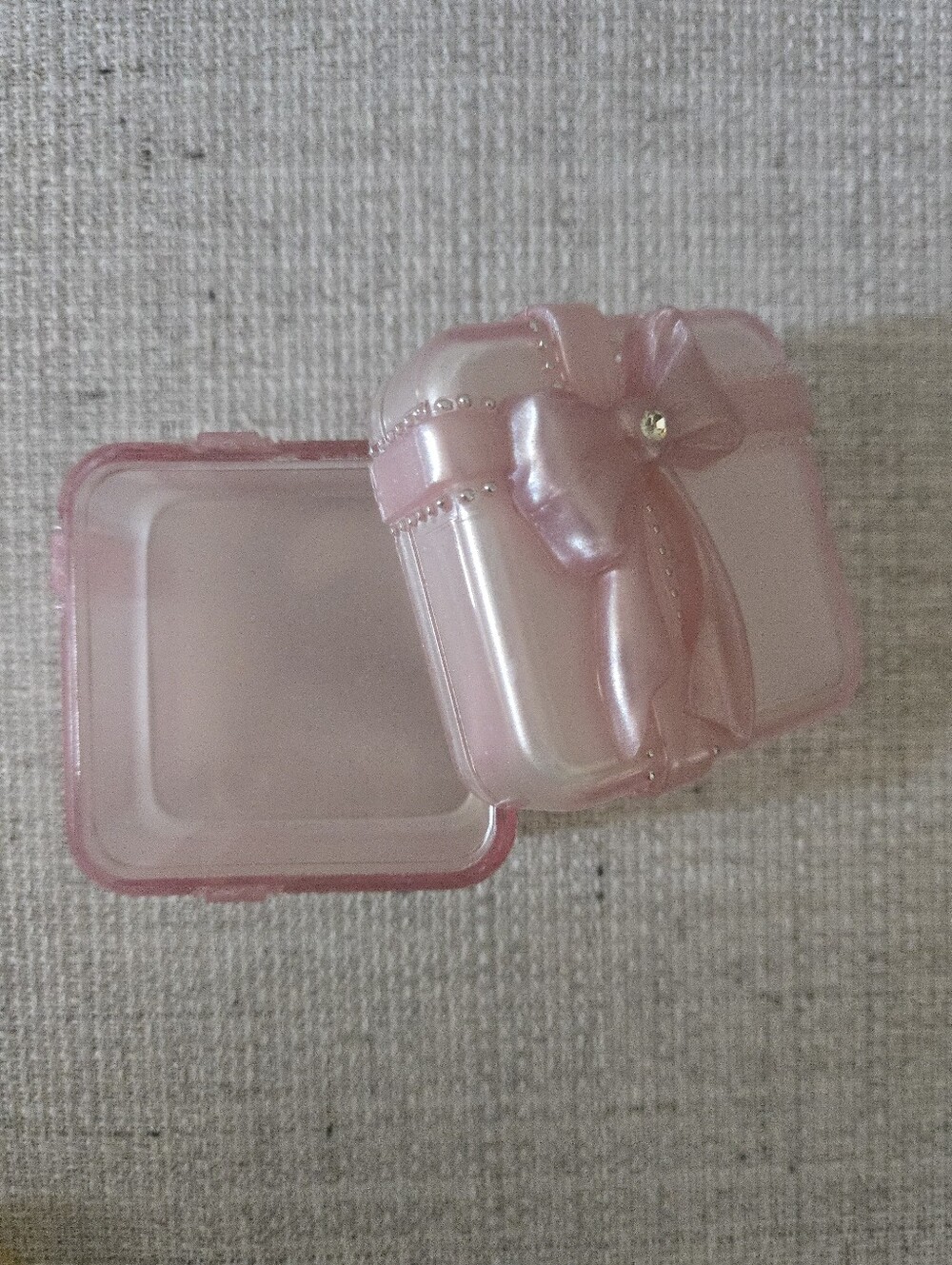Vtg 50s JCM Jewelry Presentation Box Frosted Pink Shiny Bow - Picture 5 of 6